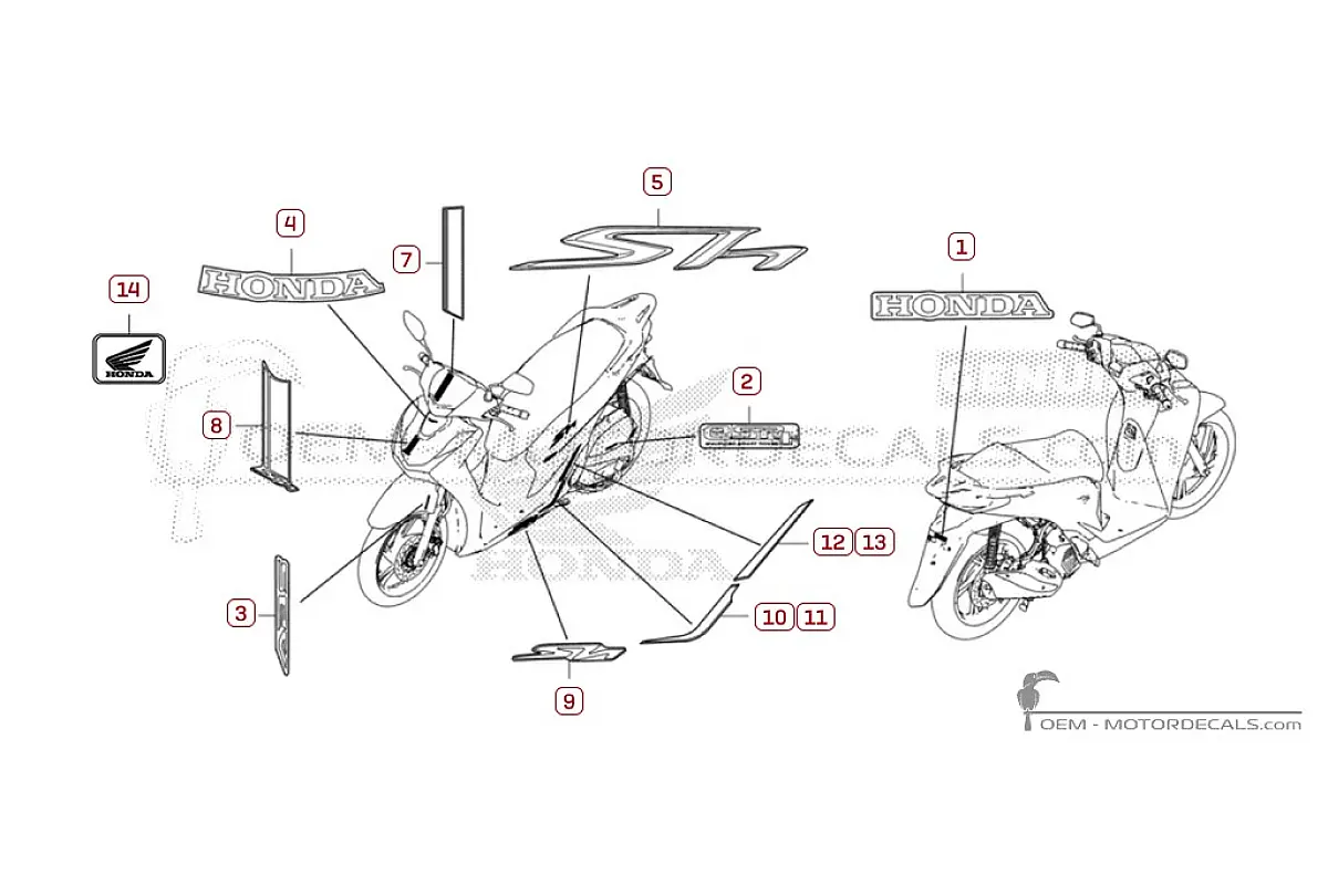 Pegatinas para Honda SH125i 2022 • Honda Pegatinas OEM