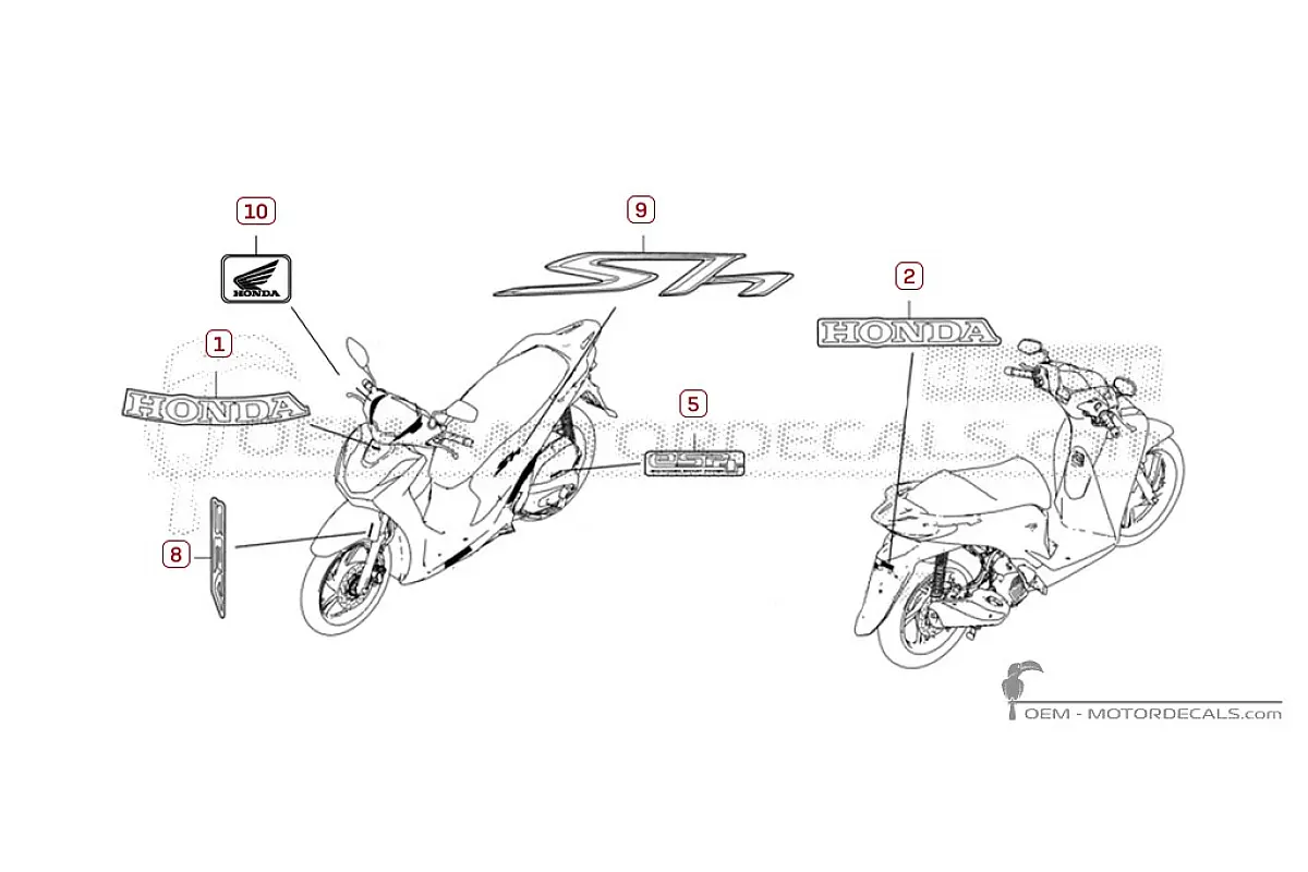 Autocollants pour Honda SH125i 2024 • Honda Autocollants OEM