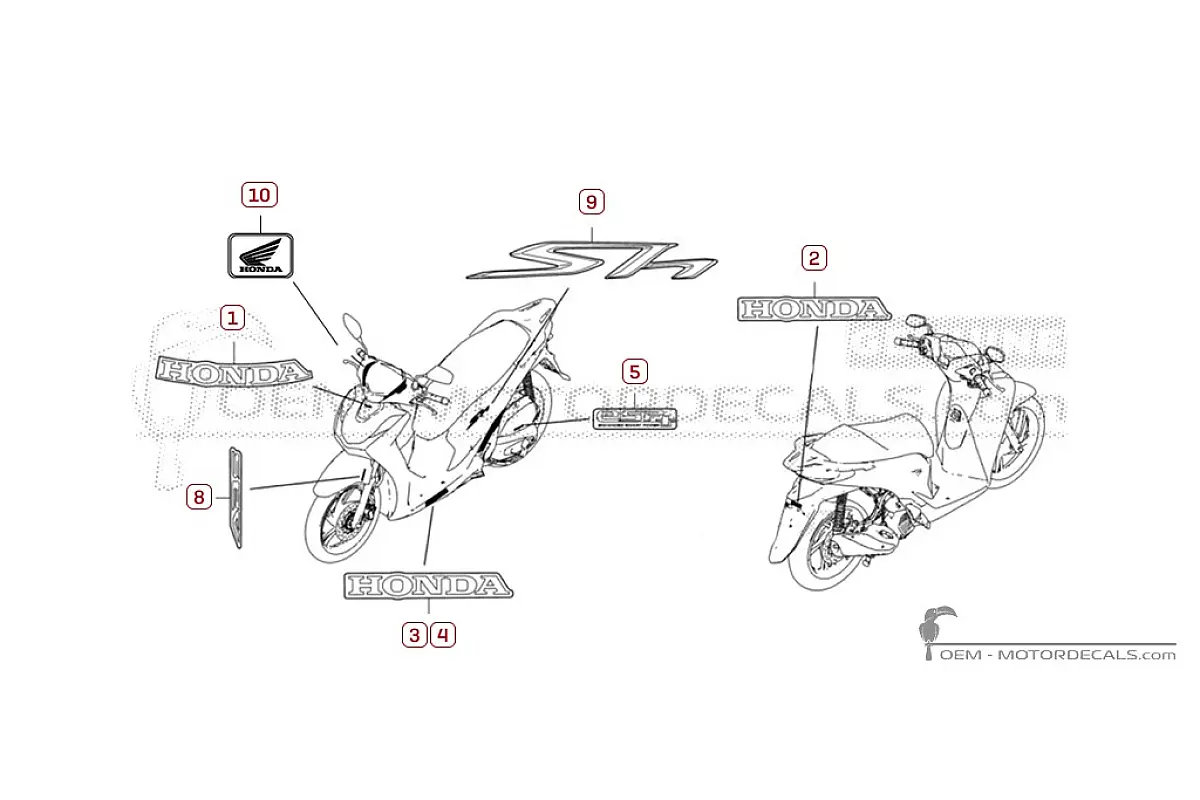 Aufkleber für Honda SH125i 2024 • Honda OEM-Aufkleber
