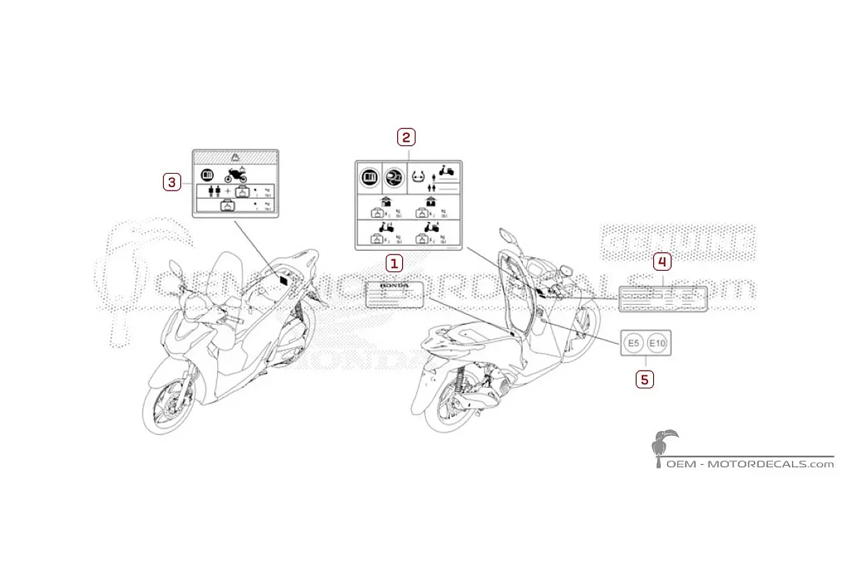 Autocollants pour Étiquettes d'avertissement • Honda Autocollants OEM