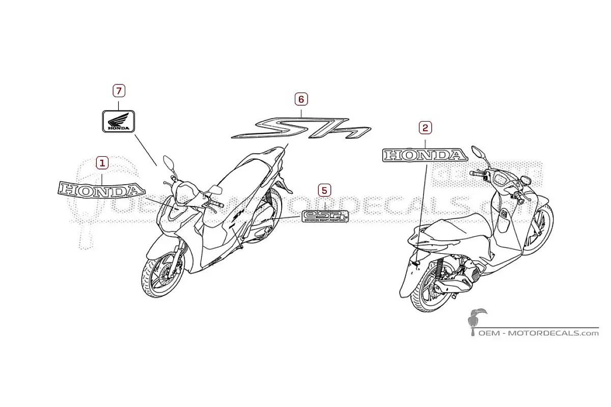 Autocollants pour Honda SH125i 2026 • Honda Autocollants OEM