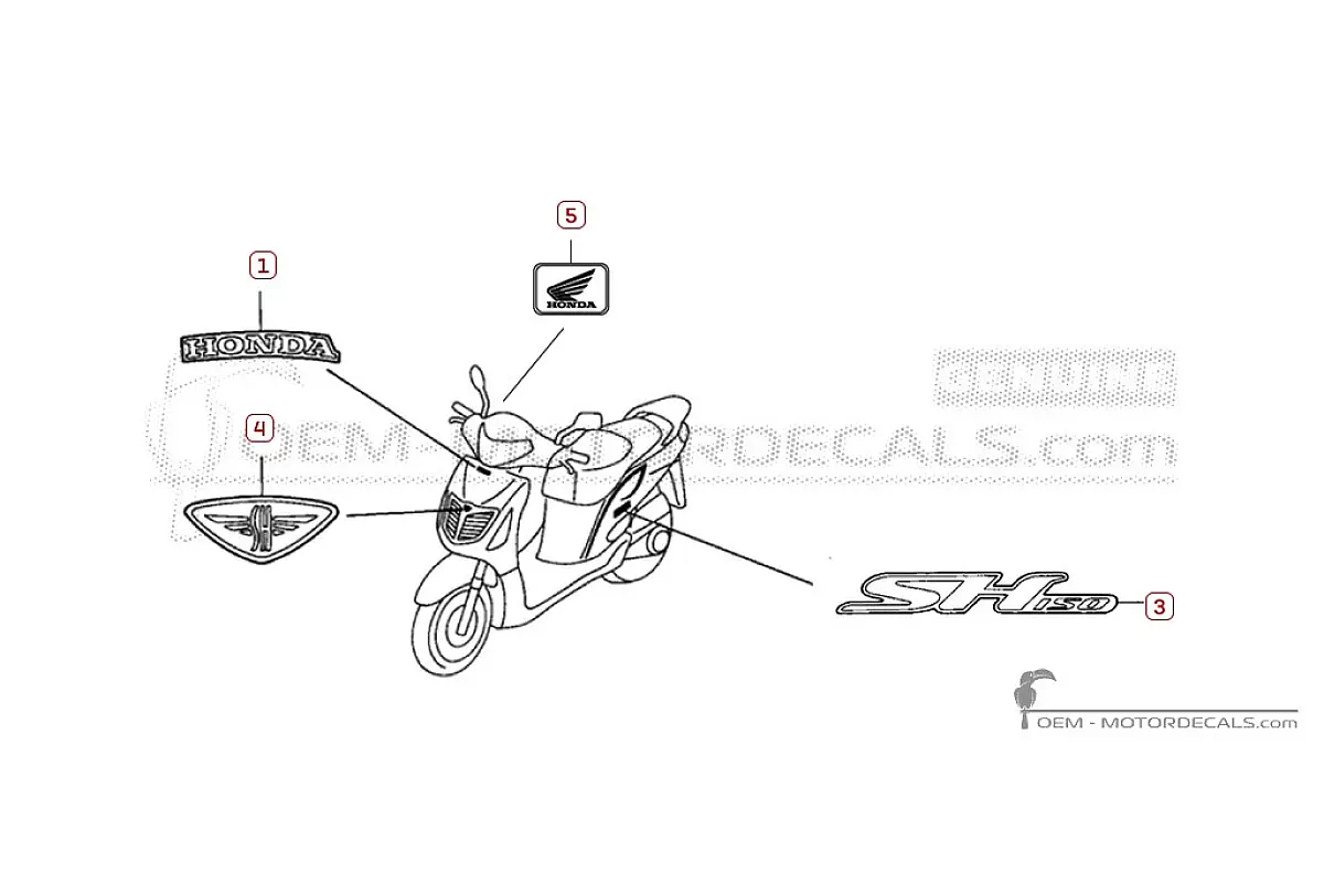 Pegatinas para Honda SH150i 2001 • Honda Pegatinas OEM