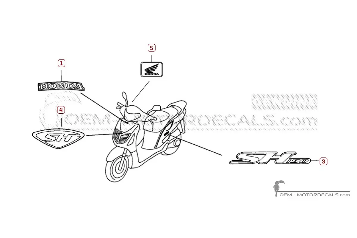 Decals for Honda SH150i 2004 • Honda OEM Decals