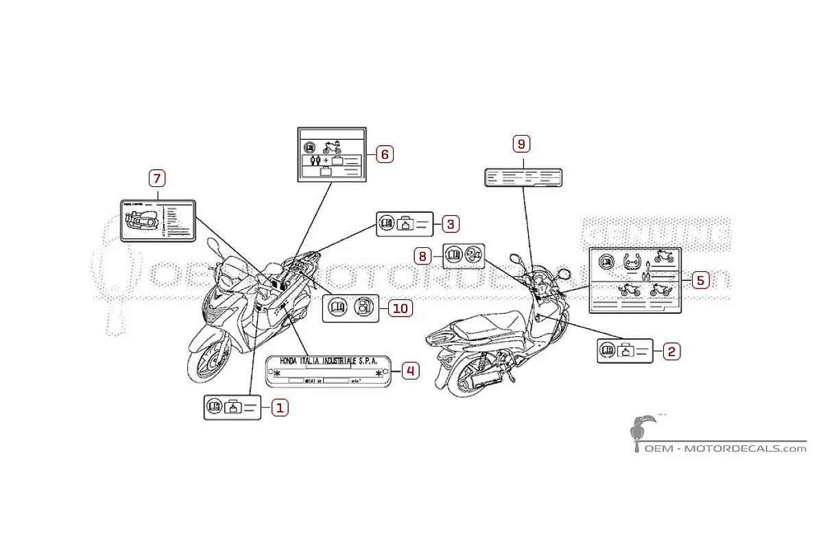 Stickers voor Waarschuwingslabels • Honda OEM Stickers