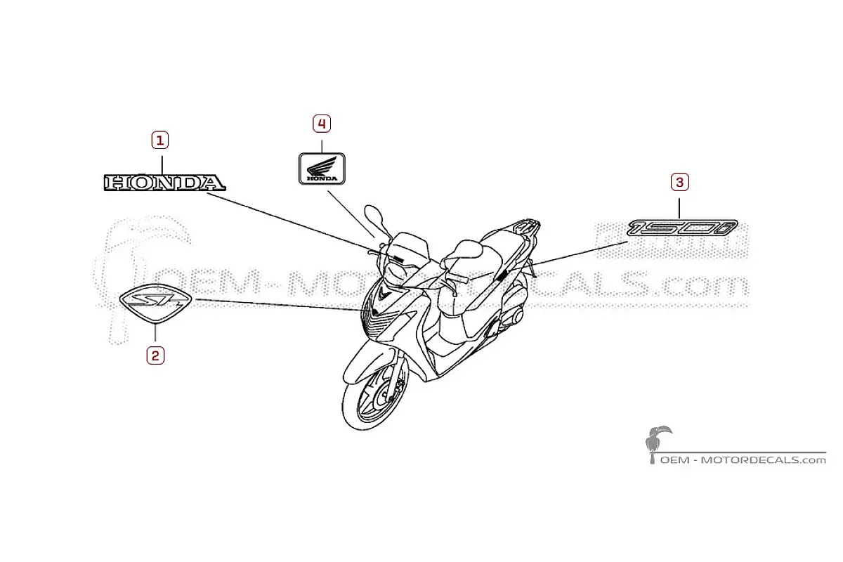 Pegatinas para Honda SH150i 2012 • Honda Pegatinas OEM