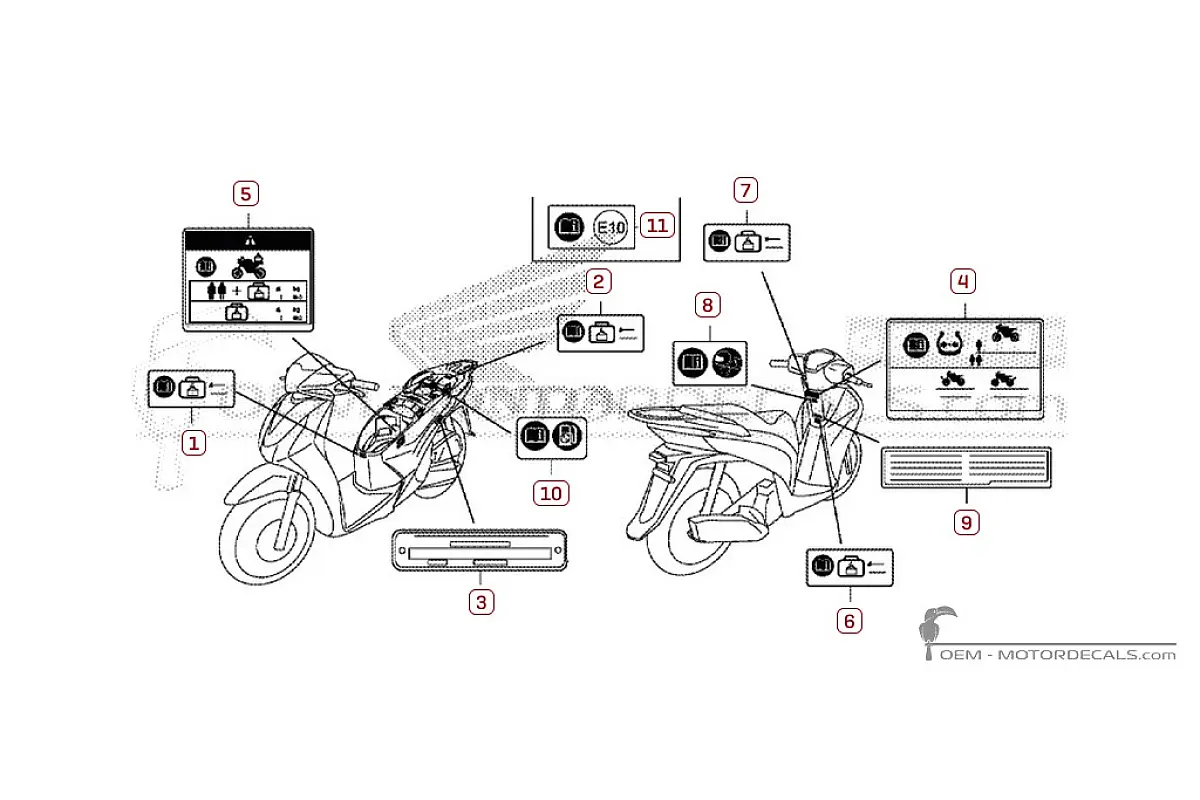 Stickers voor Waarschuwingslabels • Honda OEM Stickers