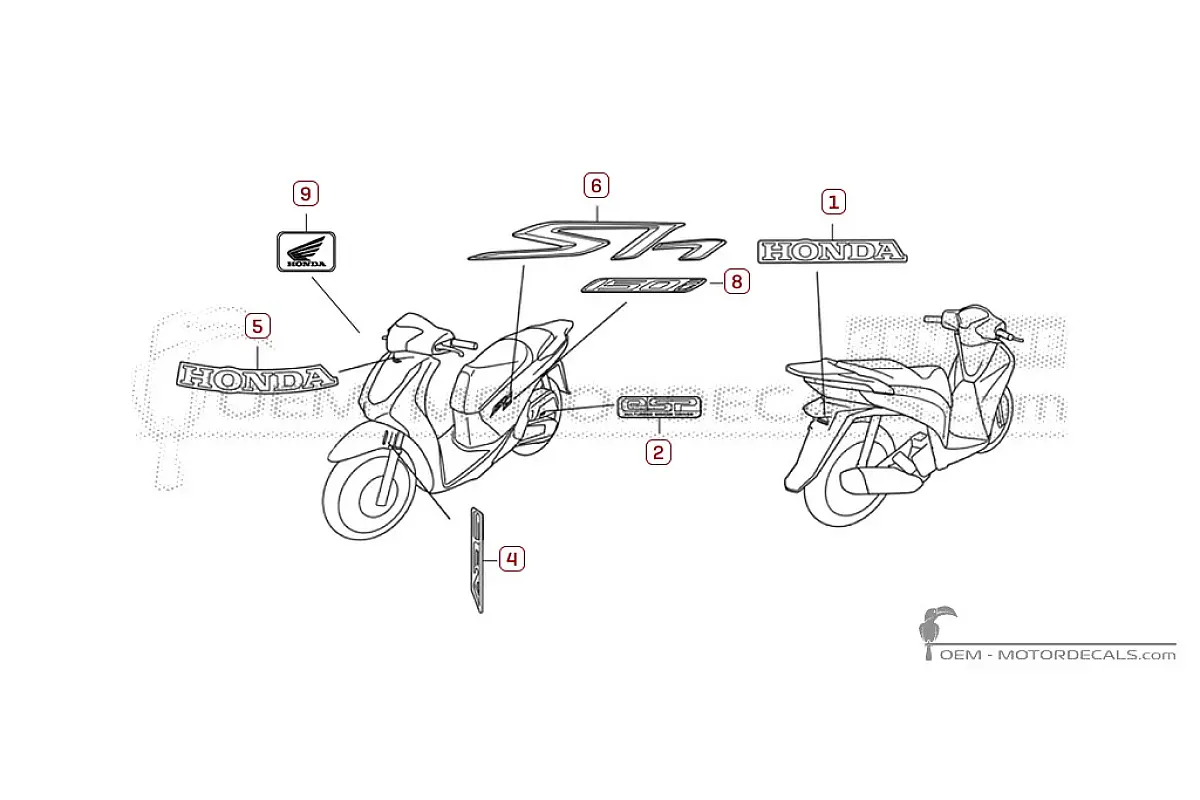 Decals for Honda SH150i 2017 • Honda OEM Decals