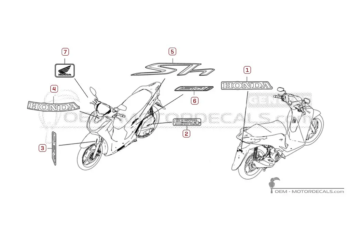 Decals for Honda SH150i 2020 • Honda OEM Decals