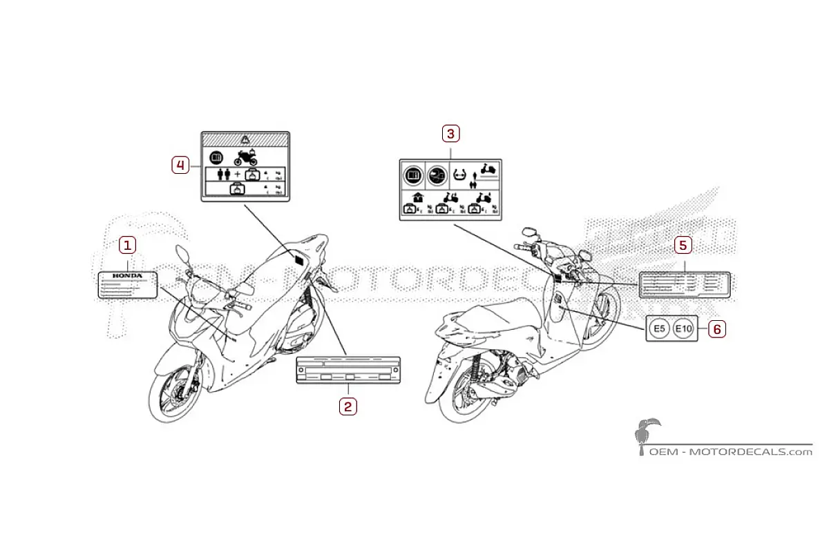 Stickers voor Waarschuwingslabels • Honda OEM Stickers