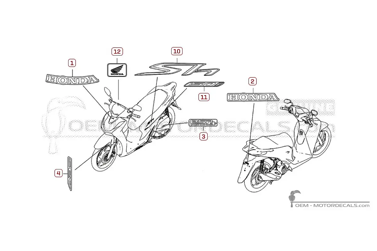 Autocollants pour Honda SH150i 2023 • Honda Autocollants OEM