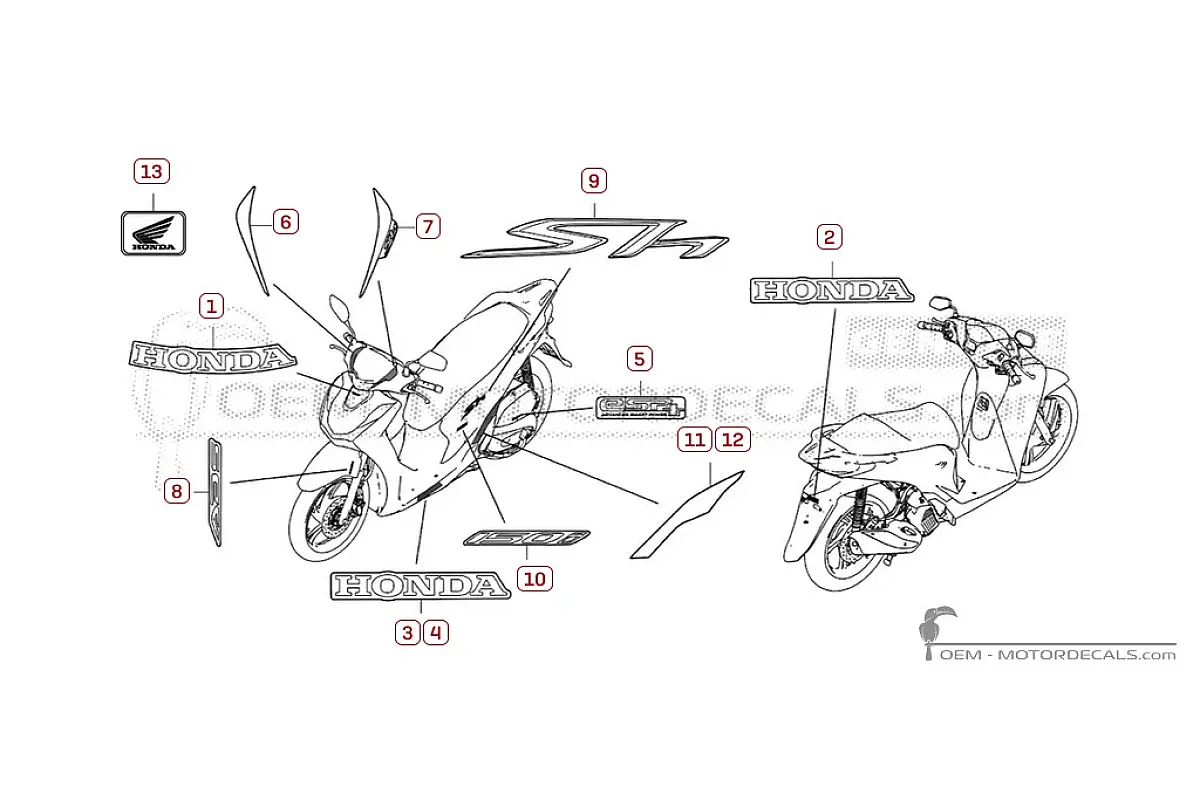 Decals for Honda SH150i 2024 • Honda OEM Decals