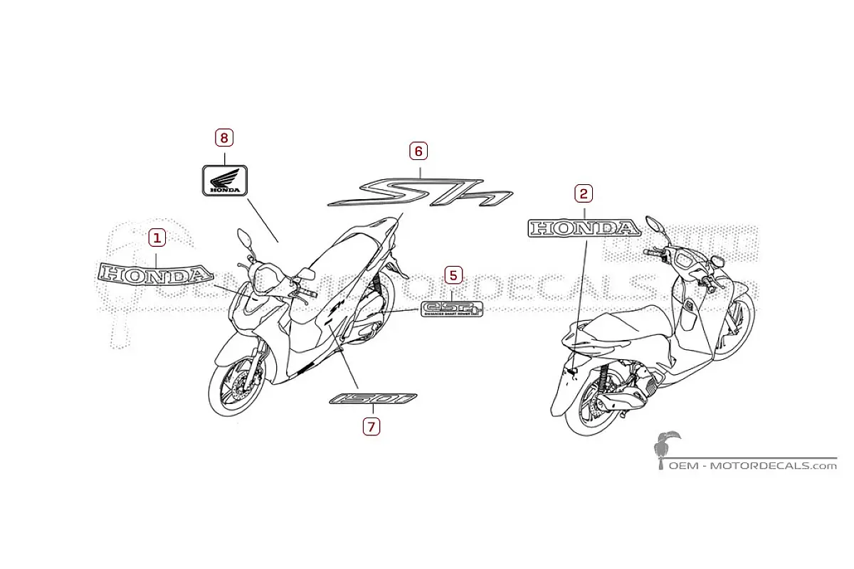 Stickers voor Honda SH150i 2026 • Honda OEM Stickers
