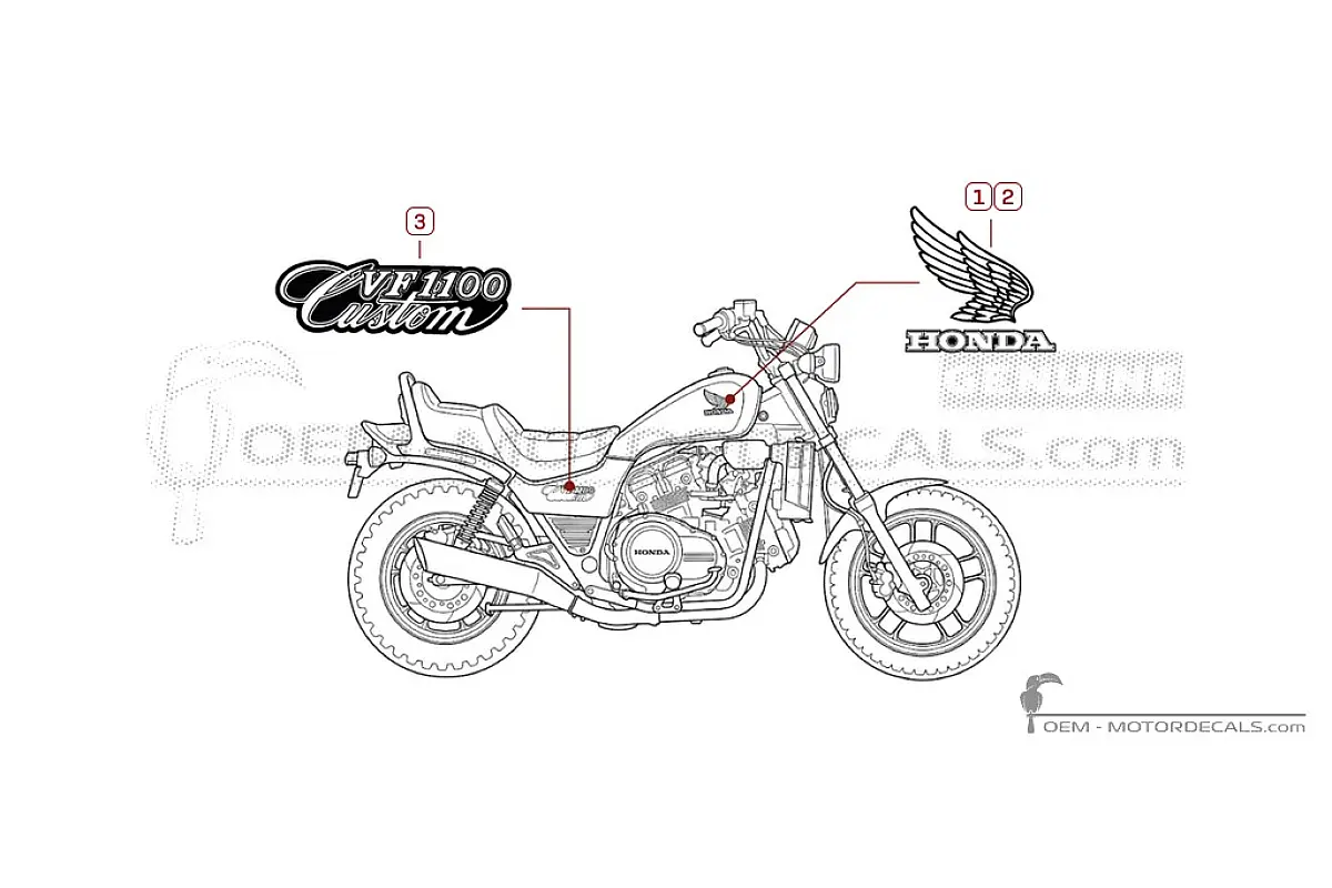 Aufkleber für Honda VF1100C MAGNA Custom 1983 • Honda OEM-Aufkleber