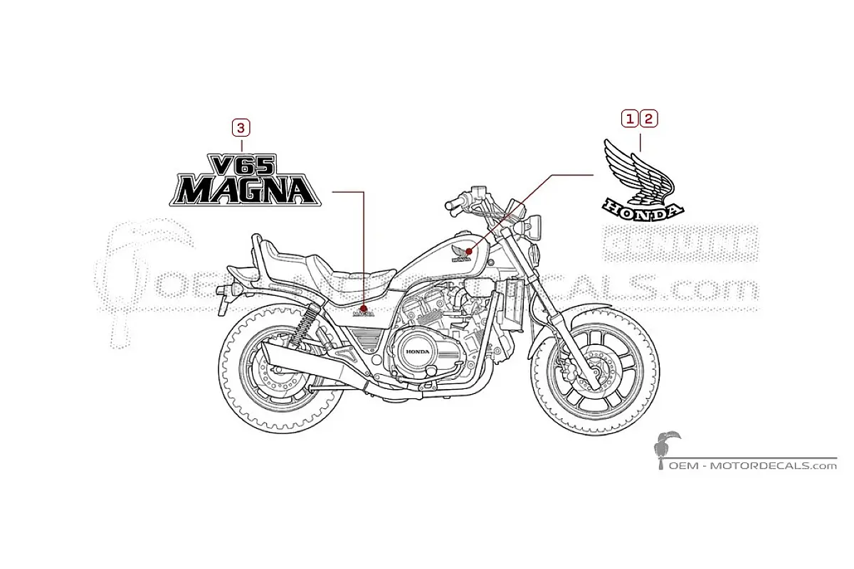 Aufkleber für Honda VF1100C MAGNA 1985 • Honda OEM-Aufkleber