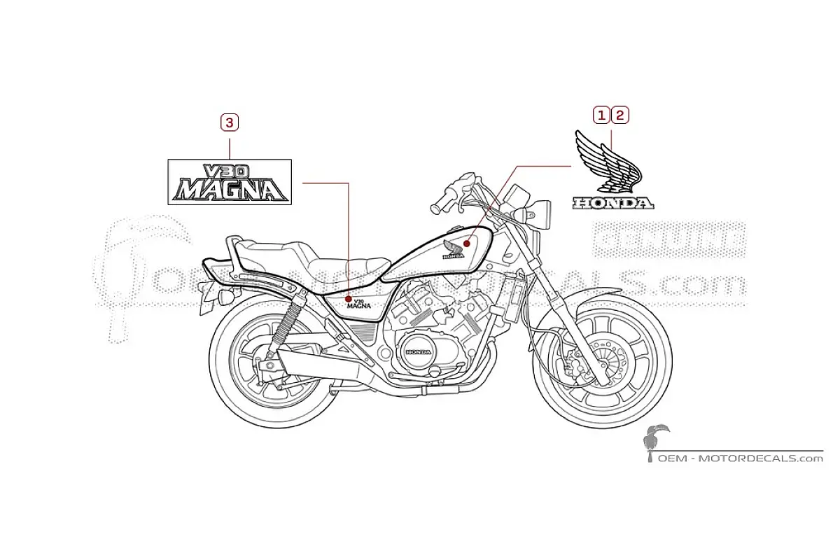 Decals for Honda VF500 C Magna 1984 • Honda OEM Decals