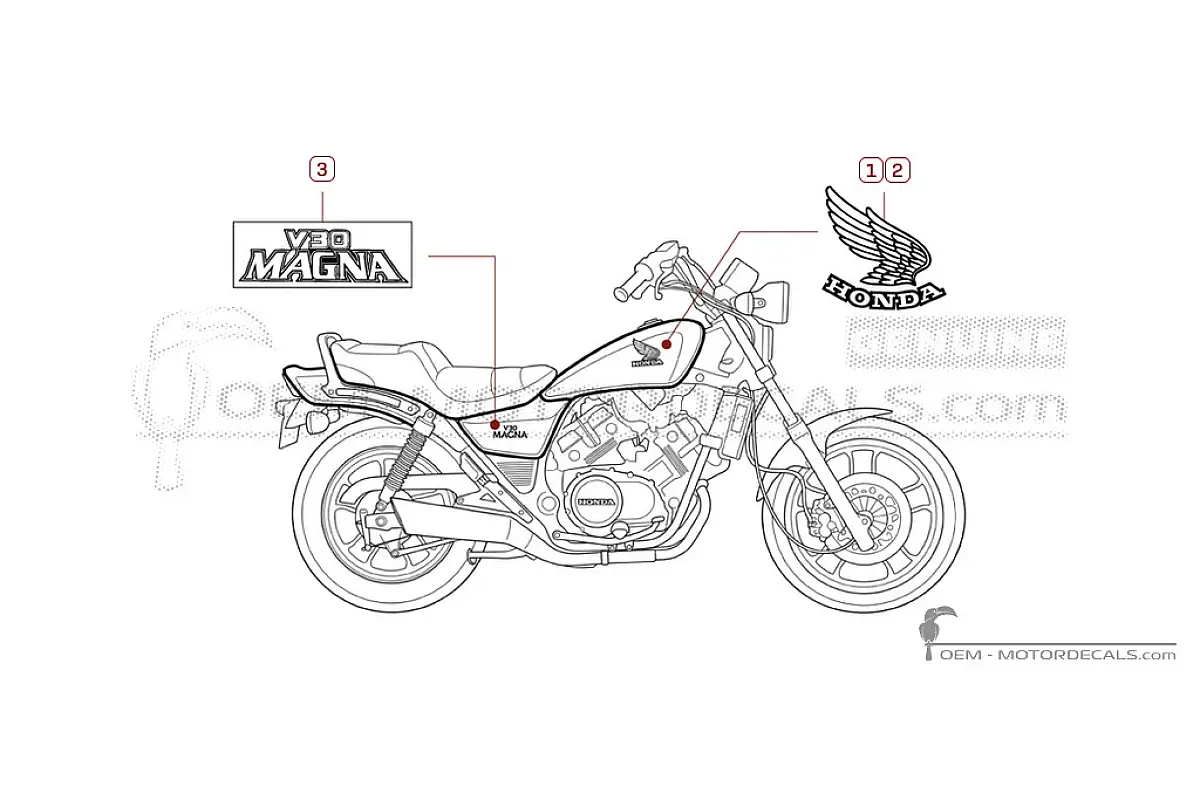 Decals for Honda VF500 C Magna 1985 • Honda OEM Decals