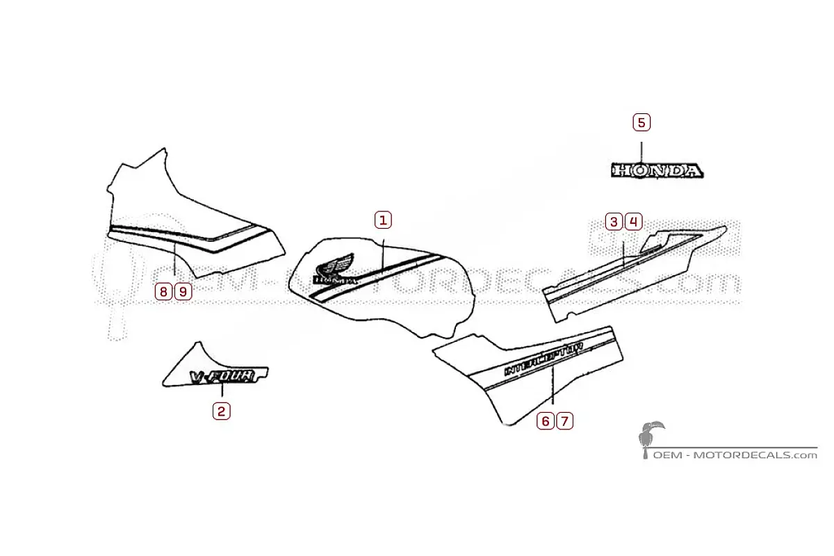 Decals for Honda VF500 F Interceptor 1985 • Honda OEM Decals