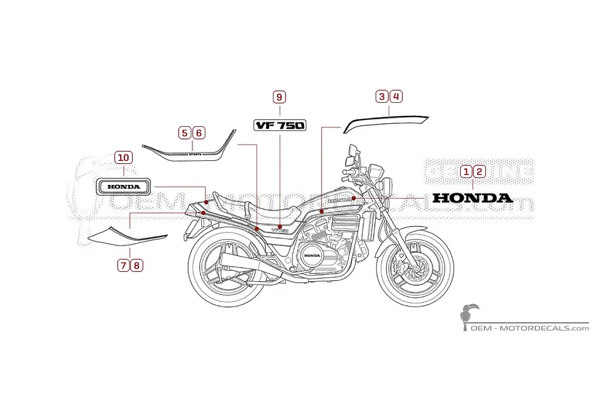 Aufkleber für Honda VF750 S Sabre 1982 • Honda OEM-Aufkleber
