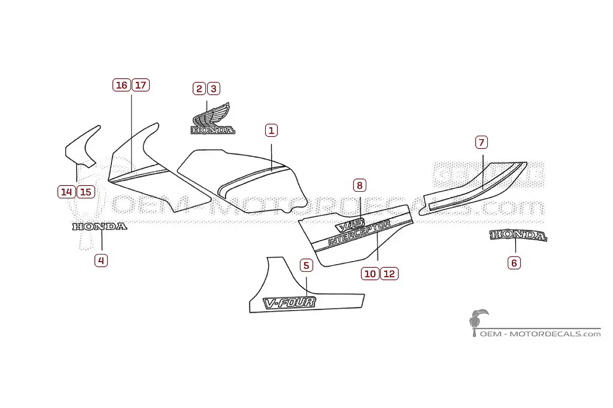 Decals for Honda VF750 F V45 Interceptor  1983 • Honda OEM Decals