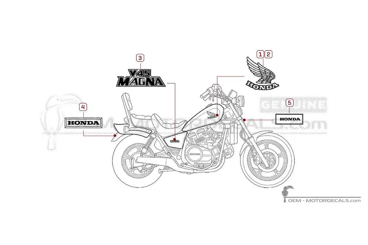 Autocollants pour Honda VF750 C V45 Magna 1986 • Honda Autocollants OEM