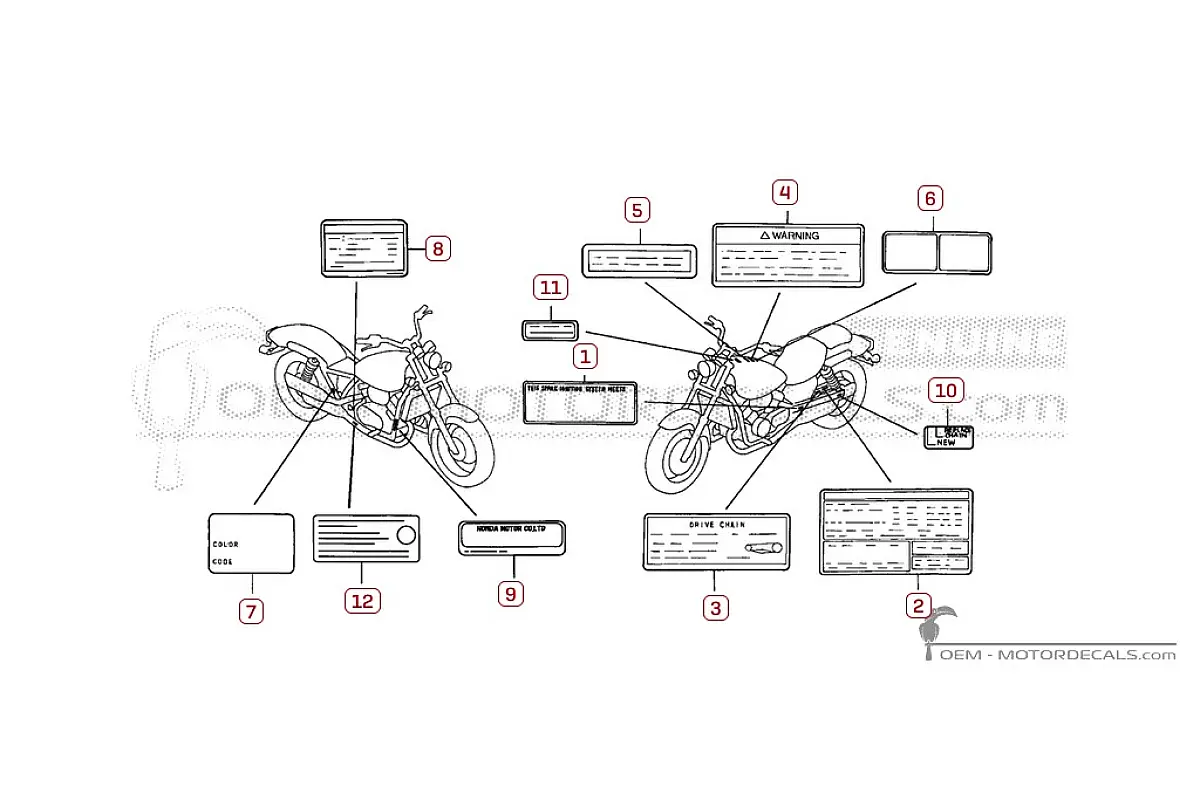 Adesivi per Etichette di avvertenza • Honda Adesivi OEM