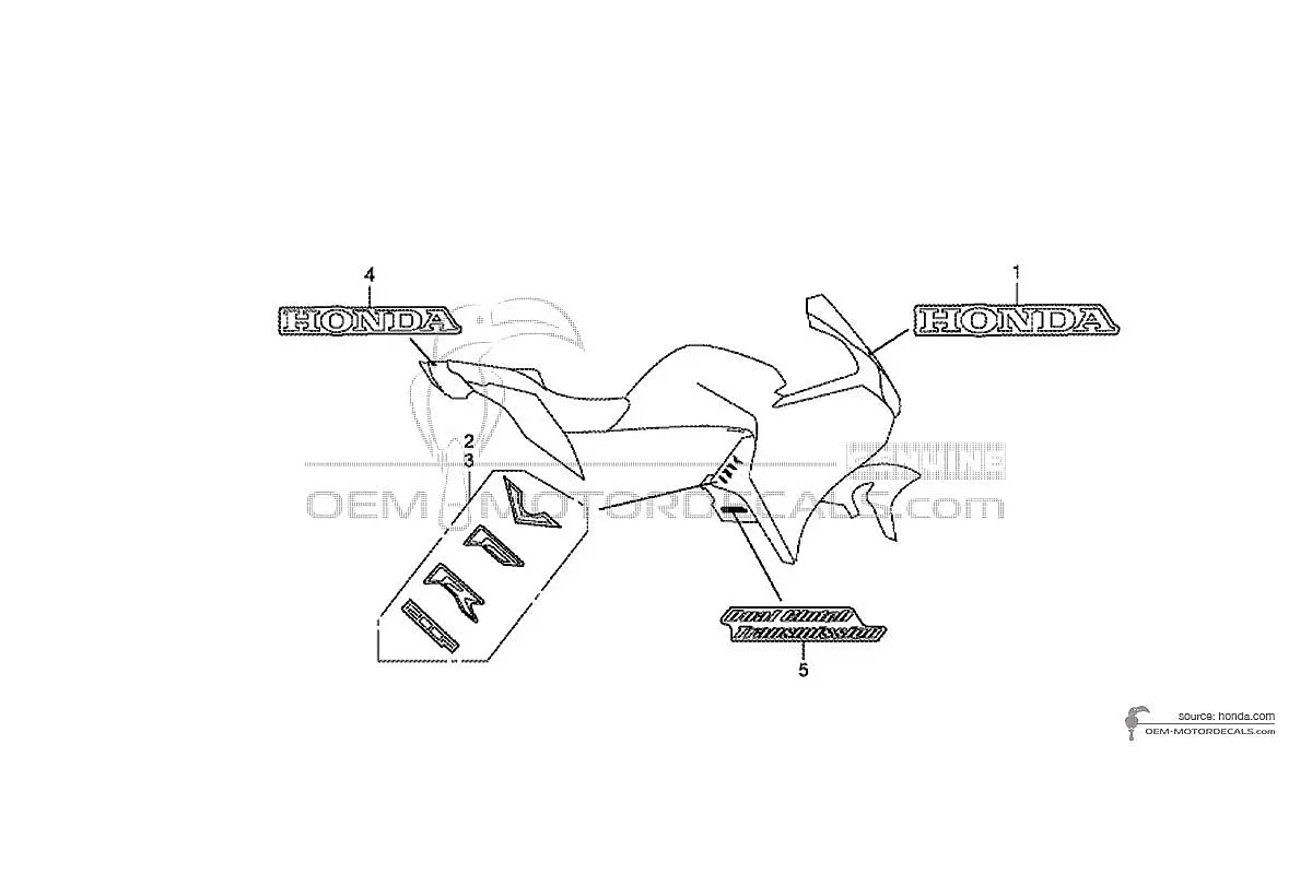 Autocollants pour Honda VFR1200F 2013 - Titane • Honda Autocollants OEM