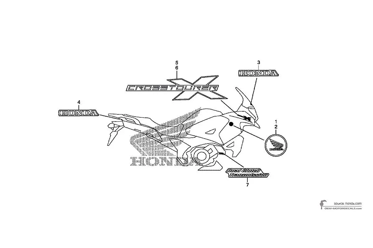 Aufkleber für Honda VFR1200X CROSSTOURER 2012 - Rot • Honda OEM-Aufkleber
