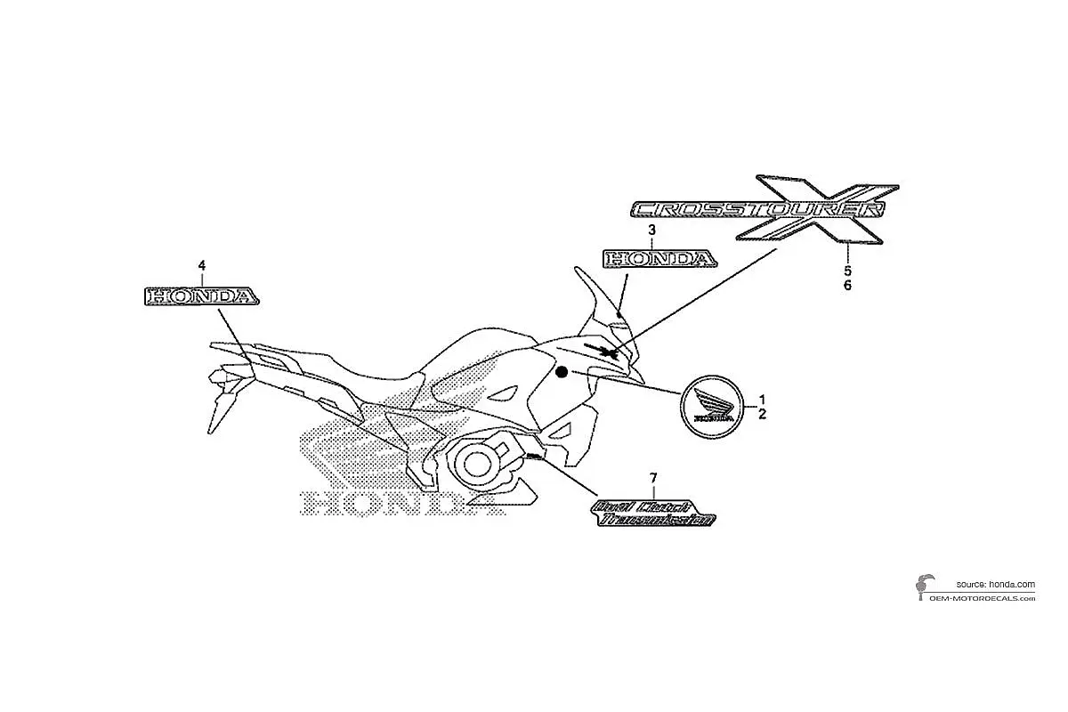 Autocollants pour Honda VFR1200X CROSSTOURER 2015 - Blanc • Honda Autocollants OEM