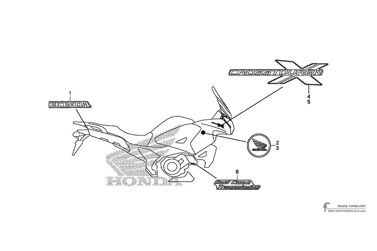 Decals for Honda VFR1200X CROSSTOURER 2017 - Red • Honda OEM Decals