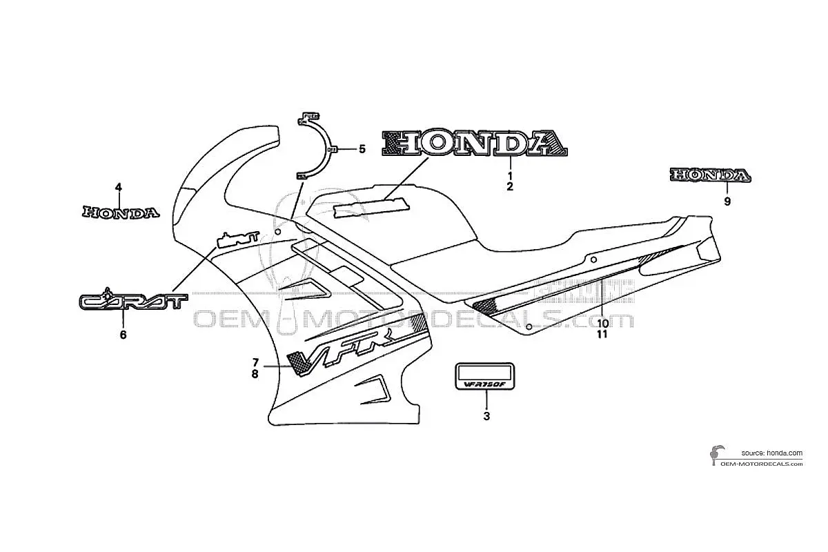 Decals for Honda VFR750 1992 - Blue • Honda OEM Decals