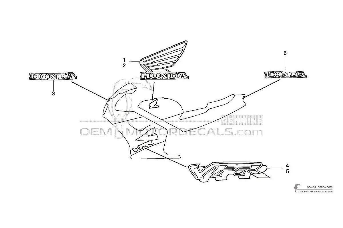 Stickers voor Honda VFR750 1997 - Blauw • Honda OEM Stickers