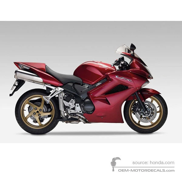 Stickers voor Honda VFR800 VTEC 2008 - Rood • Honda OEM Stickers