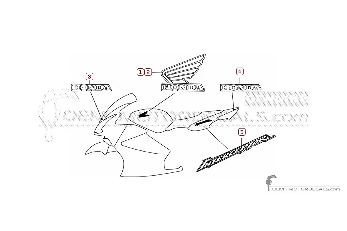 Stickers voor Honda VFR800 INTERCEPTOR 2002 • Honda OEM Stickers