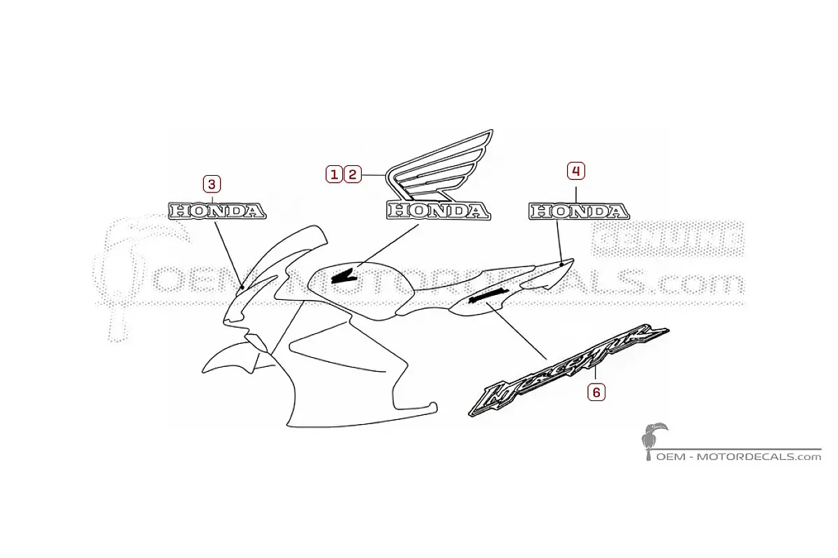 Adesivi per Honda VFR800 INTERCEPTOR 2005 • Honda Adesivi OEM