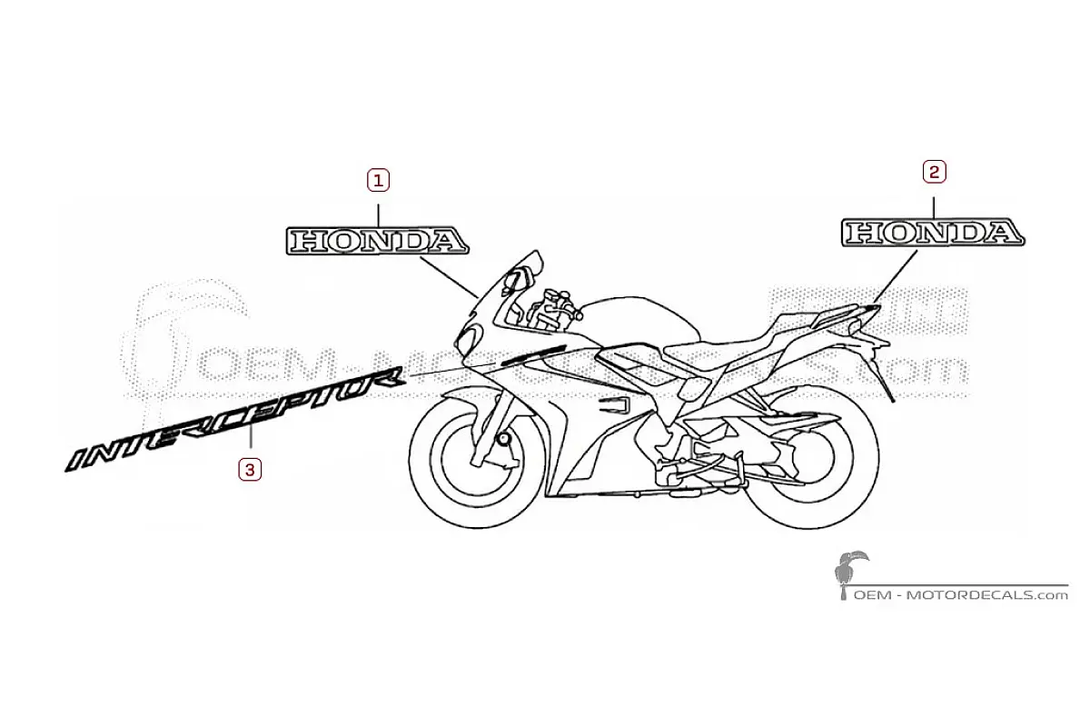 Aufkleber für Honda VFR800 INTERCEPTOR 2014 • Honda OEM-Aufkleber