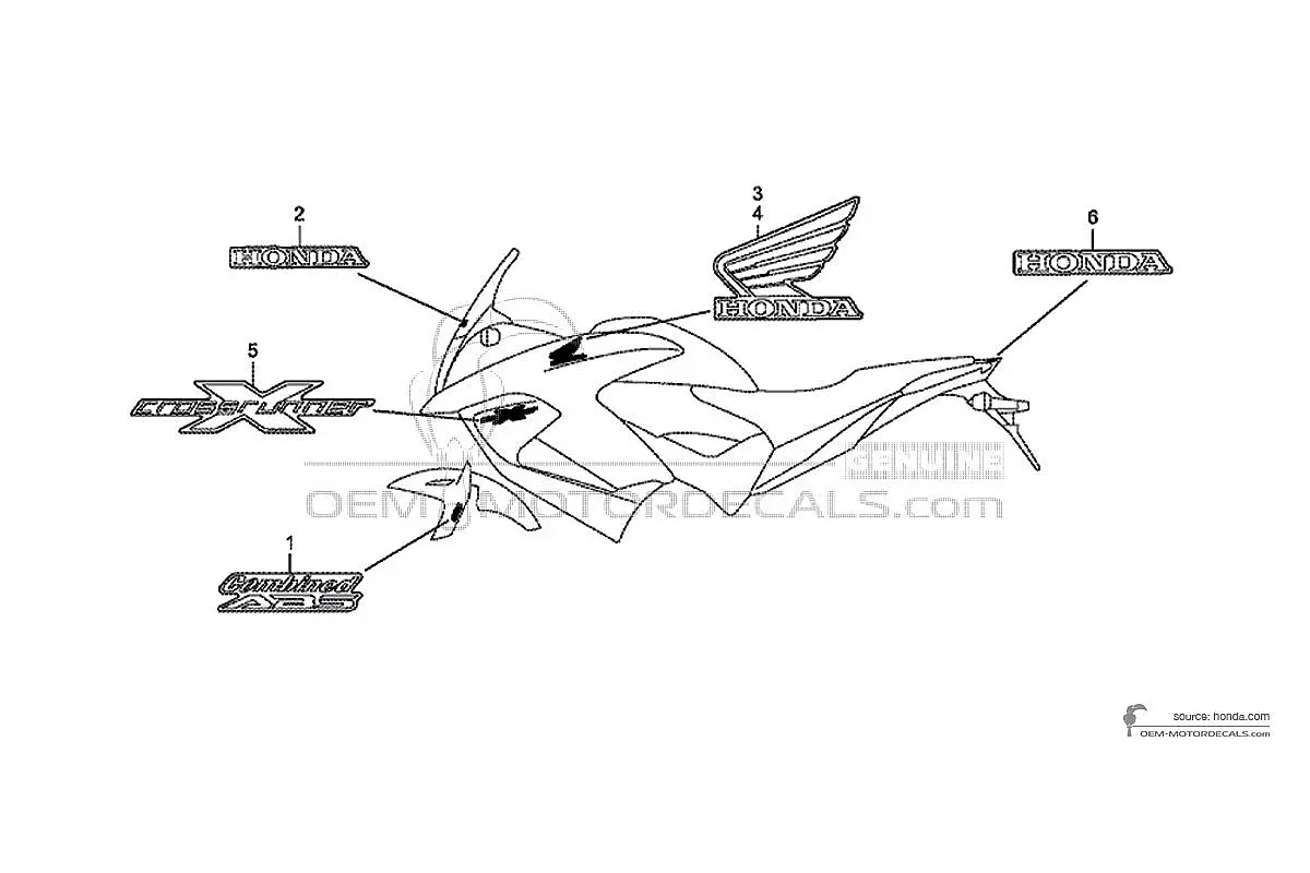 Stickers voor Honda VFR800X CROSSRUNNER 2011 - Wit • Honda OEM Stickers