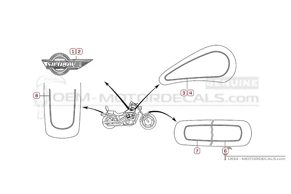Adesivi per Honda VT1100 SHADOW 1994 • Honda Adesivi OEM