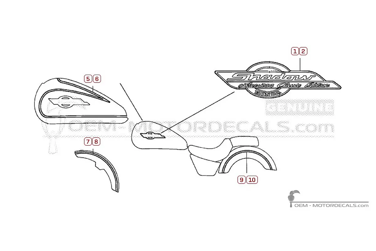 Adesivi per Honda VT1100 SHADOW ACE 1997 • Honda Adesivi OEM