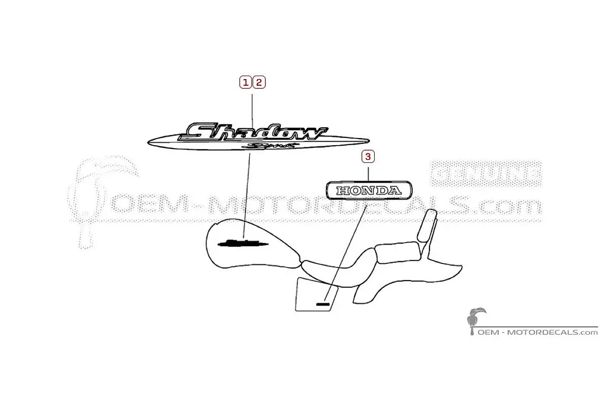 Decals for Honda VT1100 SHADOW Spirit 2007 • Honda OEM Decals