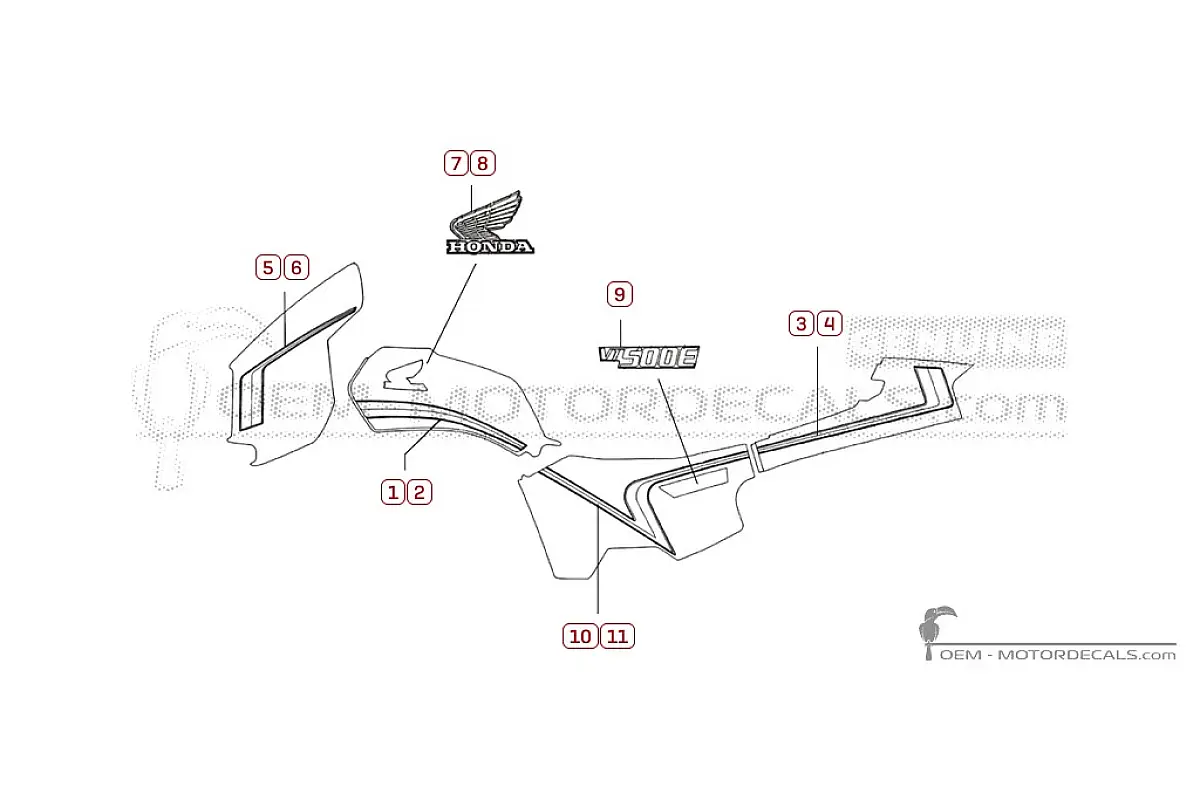 Adesivi per Honda VT500 E Euro 1983 • Honda Adesivi OEM