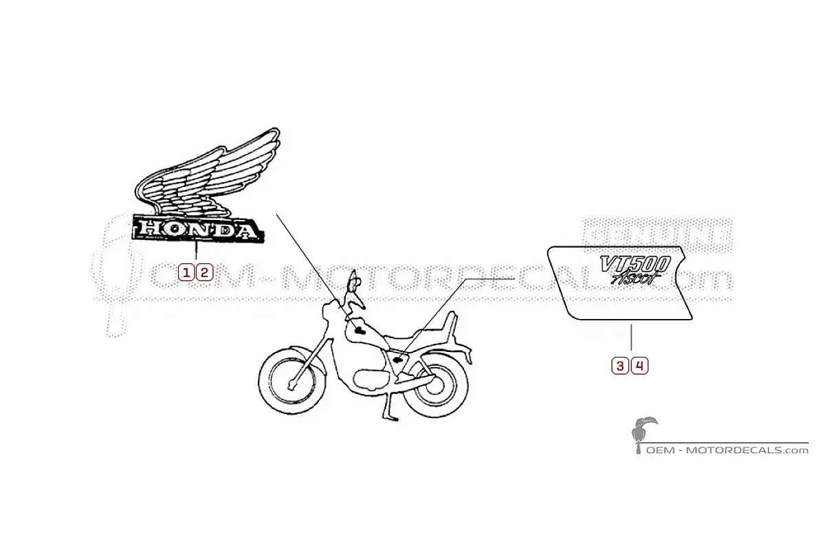 Stickers voor Honda VT500 FT Ascot 1984 • Honda OEM Stickers