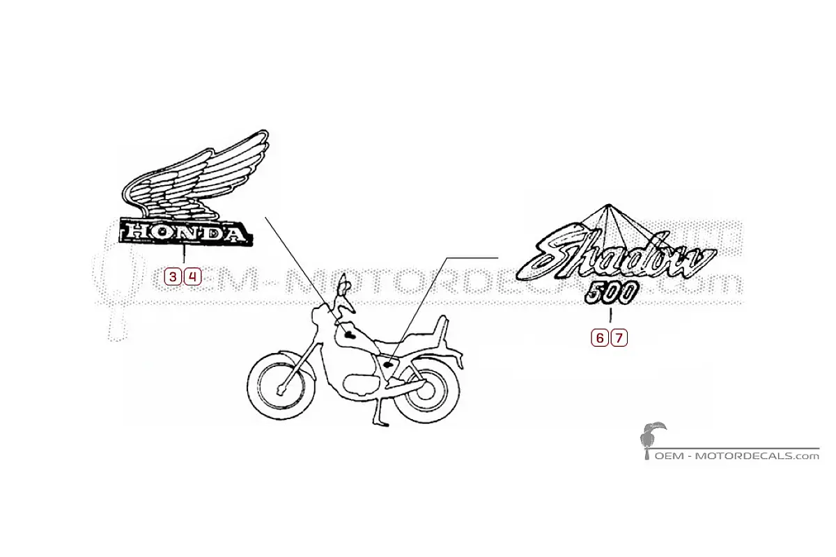 Stickers voor Honda VT500 C Shadow 1984 • Honda OEM Stickers