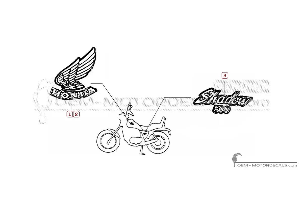 Decals for Honda VT500 C Shadow 1985 • Honda OEM Decals