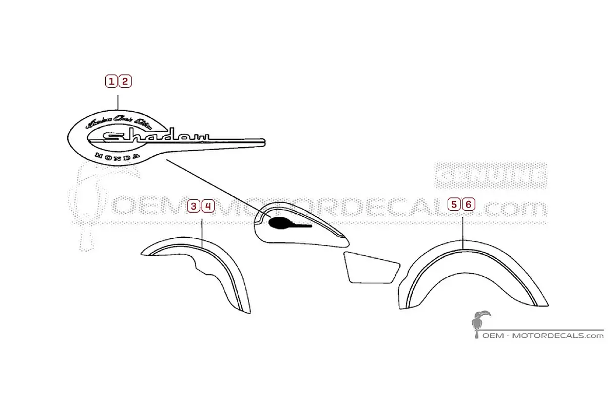 Decals for Honda VT750C SHADOW 1998 • Honda OEM Decals