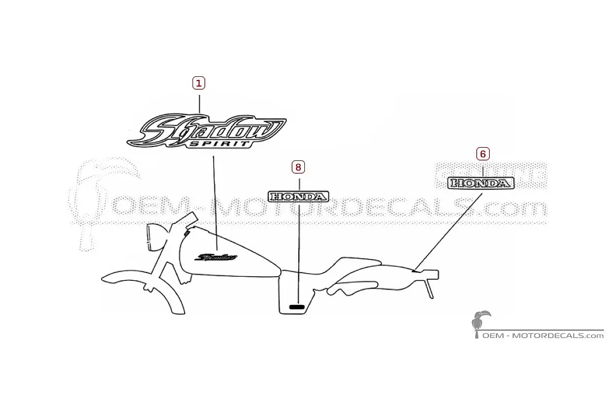 Aufkleber für Honda VT750C SHADOW Spirit 2003 • Honda OEM-Aufkleber