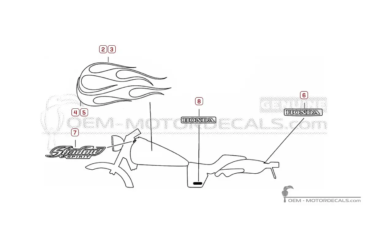 Stickers voor Honda VT750C SHADOW Spirit 2003 • Honda OEM Stickers