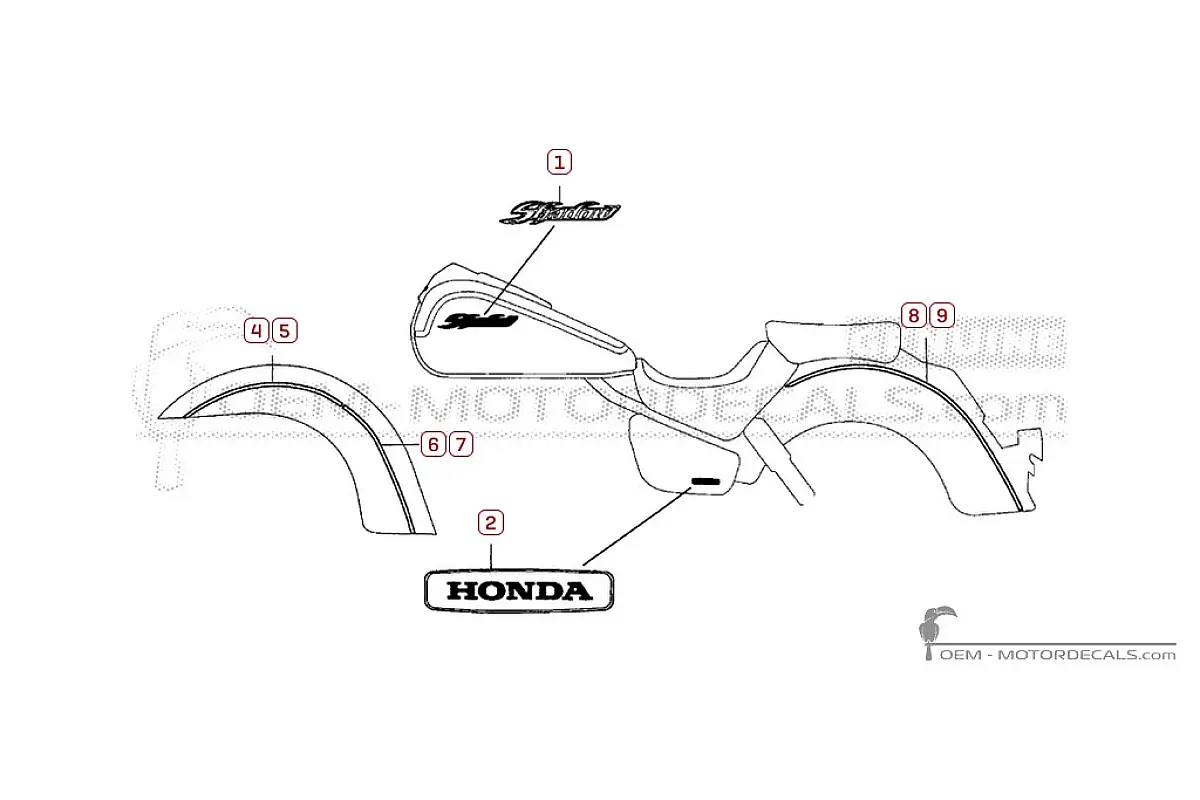 Naklejki do Honda VT750C SHADOW Aero 2005 • Honda Naklejki OEM