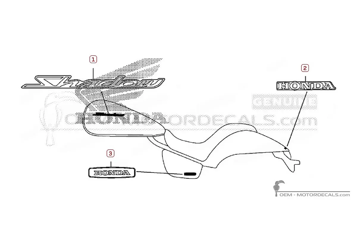 Stickers voor Honda VT750C SHADOW Spirit 2007 • Honda OEM Stickers