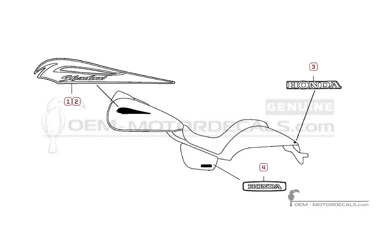 Decals for Honda VT750C SHADOW Spirit 2010 • Honda OEM Decals