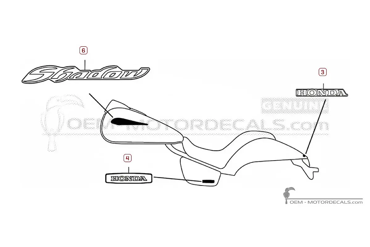 Decals for Honda VT750C SHADOW 2010 • Honda OEM Decals